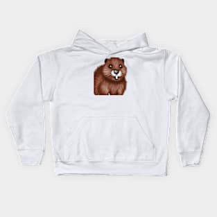 Cute Beaver Drawing Kids Hoodie